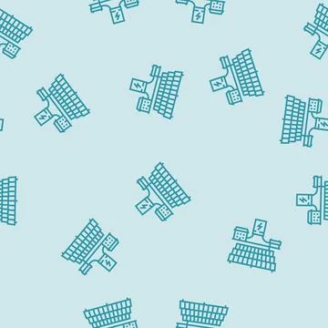 Off grid solar panel line seamless pattern Stock Illustration