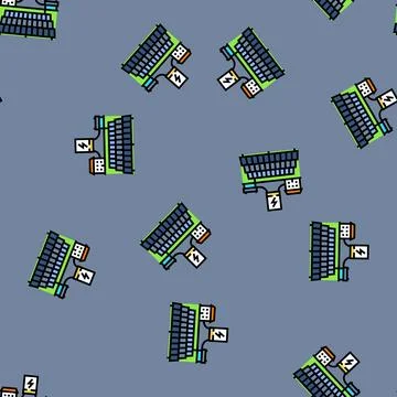 Off grid solar panel vector seamless pattern 스톡 일러스트