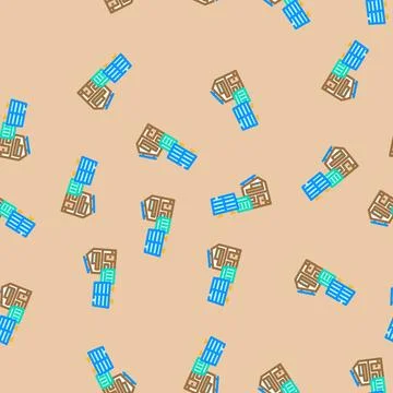 Off grid solar panel vector seamless pattern Illustrazione stock