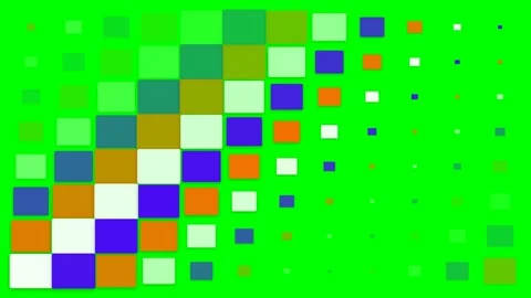 A grid of squares showing a gradient transition against a bright green back.. Video stock 340902879