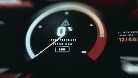 Grid Stability Threat Level Gauge at Zero Stock Footage 338395795