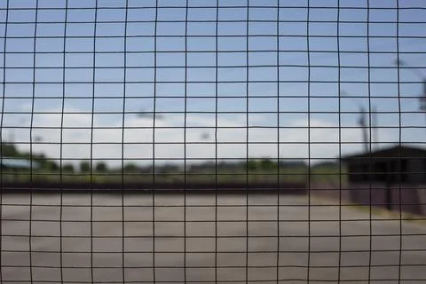 The grid in the stadium. The mesh structure. Foto stock
