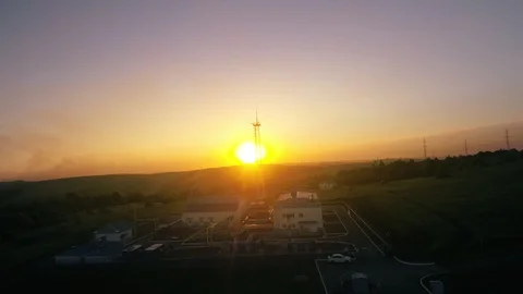 Off-grid station in the sunset Stock Footage 119252245
