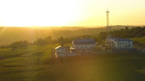 Off-grid station in the sunset Stock Footage 119255172