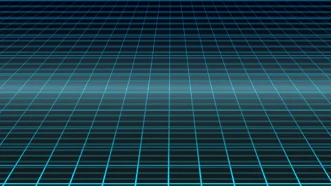 Grid Style Digital Surface in Blue Lines Moving Across Futuristic Scene Stock Footage 327944876