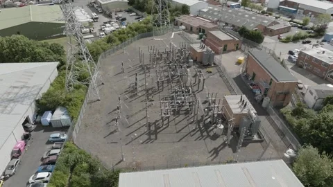 Grid sub-station in Great Malvern, UK Stock Footage 224085203