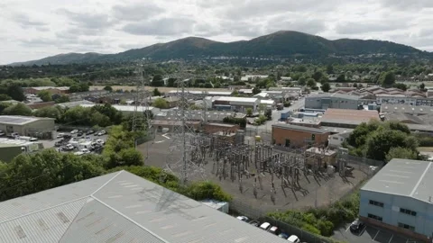 Grid sub-station in Great Malvern, UK Stock Footage 224096929