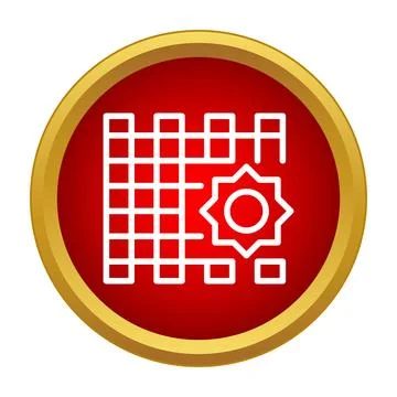 Grid system with gear icon on red button Illustrazione stock