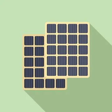Grid system solar panel icon flat vector. Source cell Stock Illustration