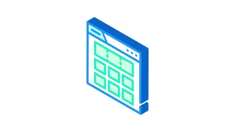 Grid system ux ui design isometric icon animation Stock Footage 327287787