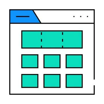 Grid system ux ui design icon color illustration Stock Illustration