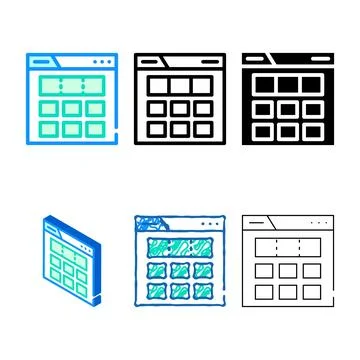 Grid system ux ui design color icon vector variants 스톡 일러스트