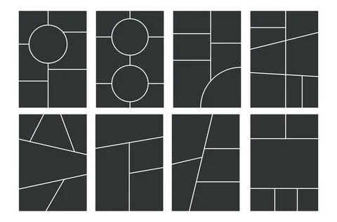 Grid template for photo collage. Vector mood board. Page with frames. Simple Stock Illustration