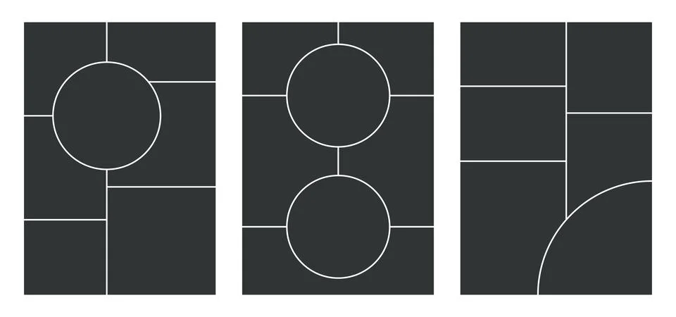 Grid template for photo collage. Vector mood board. Page with frames. Simple Stock Illustration