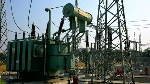 Grid transformers in bigg Solar power plant Stock Footage 211373007