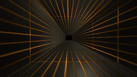 Grid tunnel background dark walls, glowing perspective lines, deep vanishing cen Stock Footage 340417440
