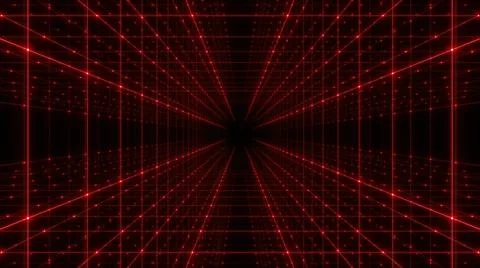 Grid tunnel of dots and lines. Plexus Technology background. Stock Illustration