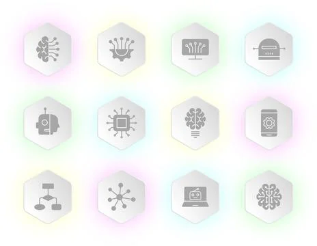 A grid of twelve hexagon buttons Stock Illustration