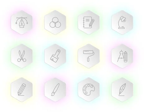A grid of twelve hexagon-shaped tiles 스톡 일러스트