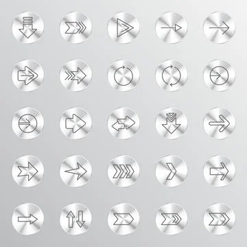 A grid of twenty-five metallic circular buttons イラスト素材