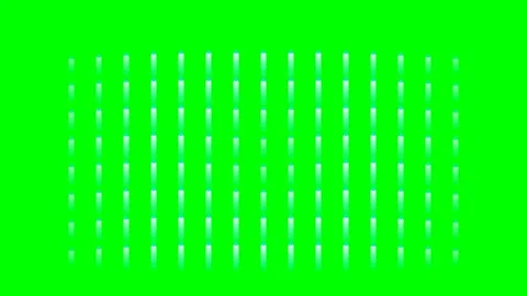 A grid of vertical glowing light bars on a vibrant chroma key green backgroun Stock Footage 340264943