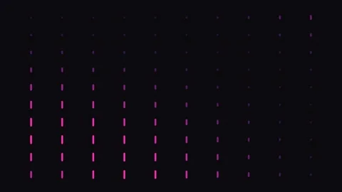 A grid of vertical neon bars with a gradient transition on a black background Video stock 336263578