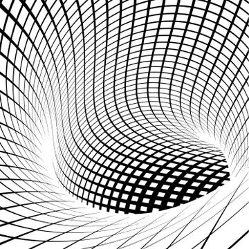 Grid vortex tunnel in black and white Stock Illustration