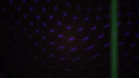 Grid Wave with Purple Glowing Nodes and Green Line in Dark Technology Backg.. 動画素材 343727581
