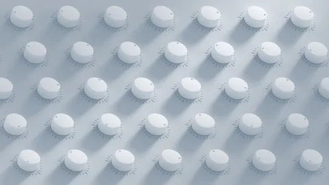 Grid of white control knobs 3D render seamless loop animation 스톡 동영상 328118224