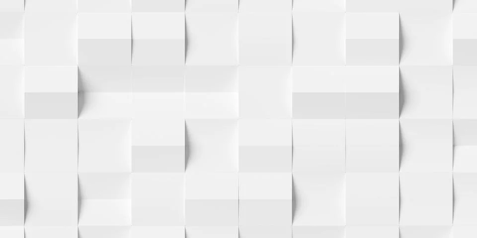 Grid of white cubes or boxes with randomly shifted center line background w.. Stock Illustration