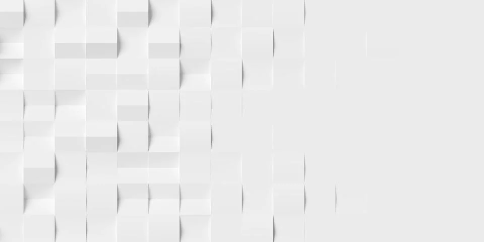 Grid of white cubes or boxes with randomly shifted center line background w.. Stockillustratie