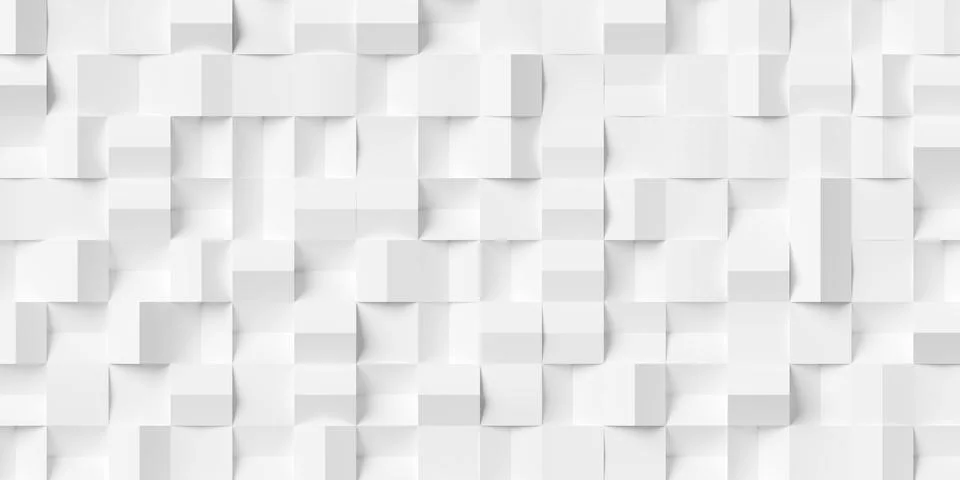 Grid of white cubes or boxes randomly rotated with shifted center lines bac.. Stock Illustration