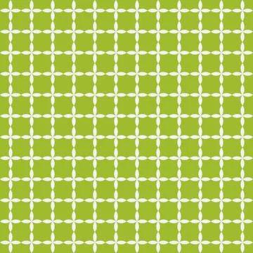 Grid of white leafs on green background. Seamless pattern. Abstract vector Stock Illustration