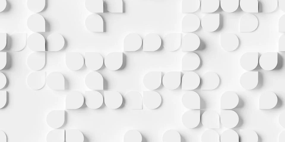 Grid of white pointed circles or cylinders geometry flipped and shifted bac.. 库存插图