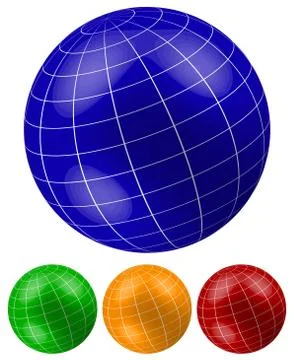 Grid, wireframe spheres, globes Stock Illustration