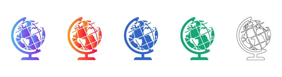 Grid World Globe Icon Collection Illustrazione stock