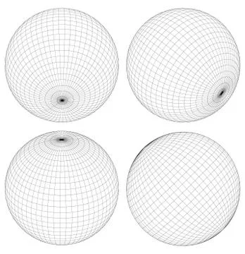 Gridded, wireframe spheres Illustrazione stock