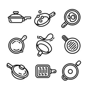 Griddle icon set, outline style Illustrazione stock