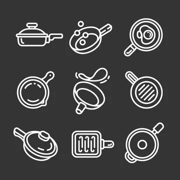 Griddle icon set, outline style Illustrazione stock
