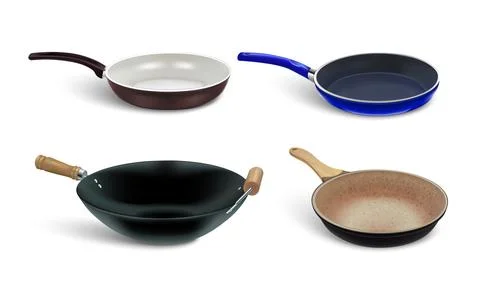 Griddle icon set, realistic style Illustrazione stock