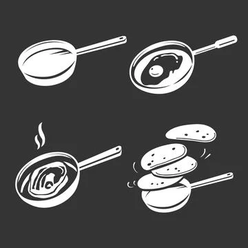 Griddle icon set, simple style Illustrazione stock