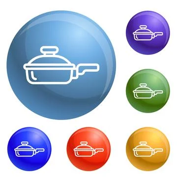 Griddle icons set Illustrazione stock