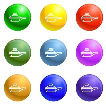 Griddle icons set Illustrazione stock