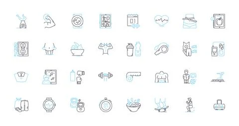 Gridiron linear icons set. Endz, Touchdown, Field, Tackling, Quarterback Stock Illustration