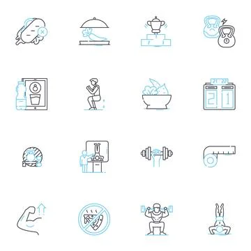 Gridiron linear icons set. Endz, Touchdown, Field, Tackling, Quarterback Stock Illustration