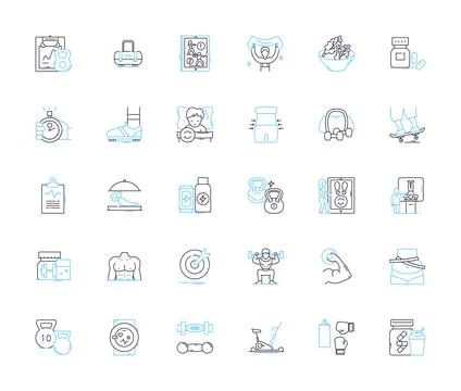 Gridiron linear icons set. Endz, Touchdown, Field, Tackling, Quarterback Stock Illustration