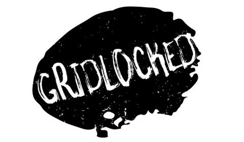 Gridlocked rubber stamp Illustrazione stock
