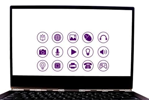 Grids And Different Set Up Of The Icons Latest Digital Technology, Social Media 스톡 사진