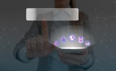 Grids And Different Set Up Of The Icons Latest Digital Technology, Social Media 스톡 사진