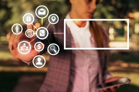 Grids And Different Set Up Of The Icons Latest Digital Technology, Social Media 스톡 사진